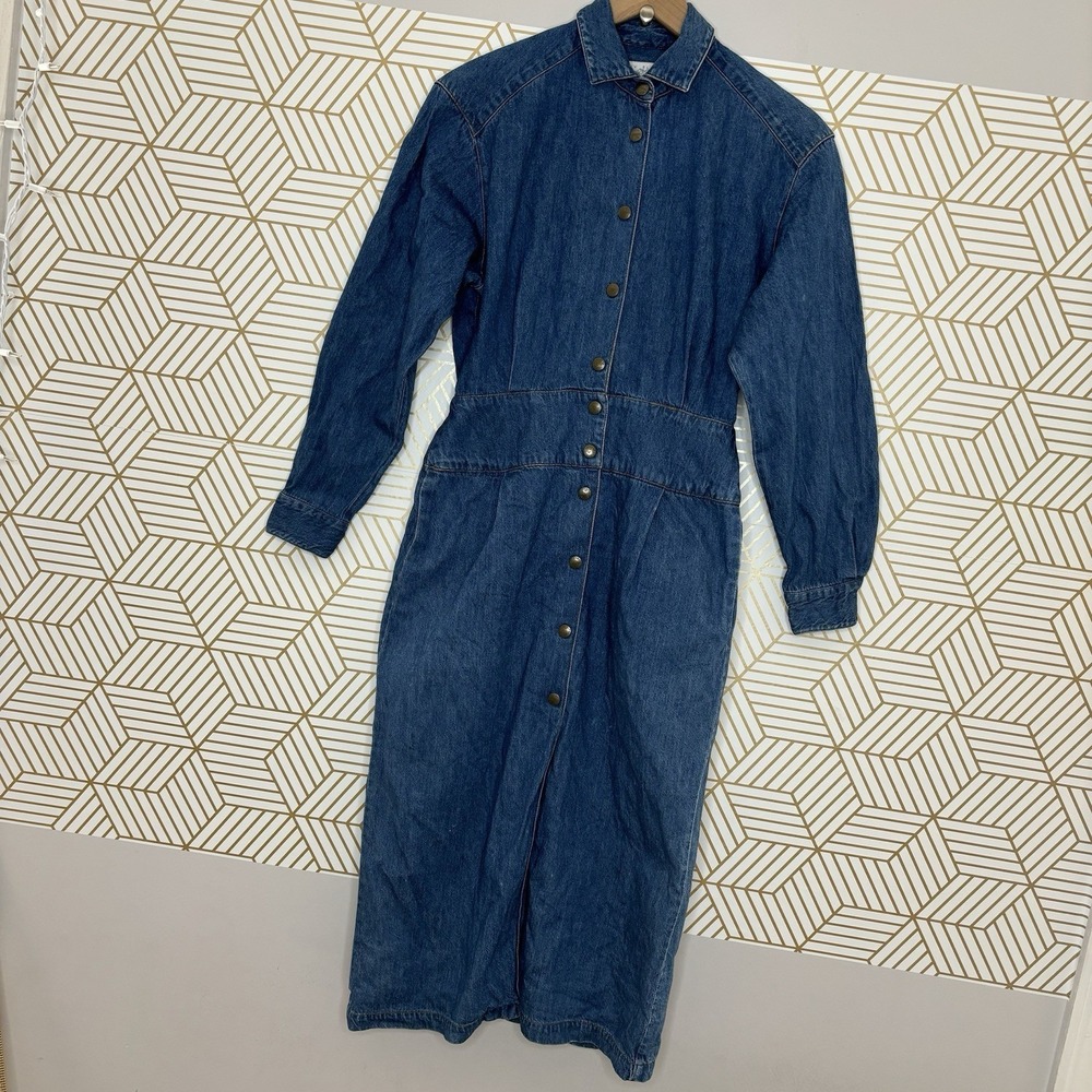 Vintage Perry Ellis Levi Strauss Denim Dress 6 Classic Cotton Prairie Cowgirl